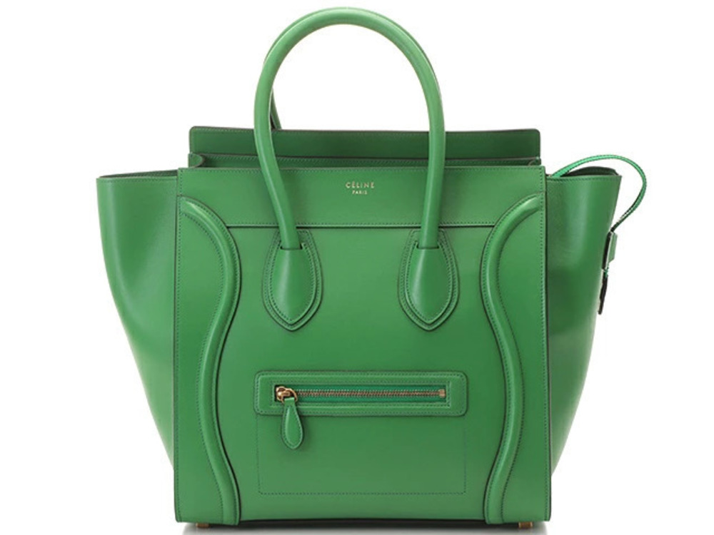 Celine Luggage Tote Handbag Green Calfskin